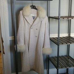 Vintage Marvin Richards Fox Fur Trim Wool Coat